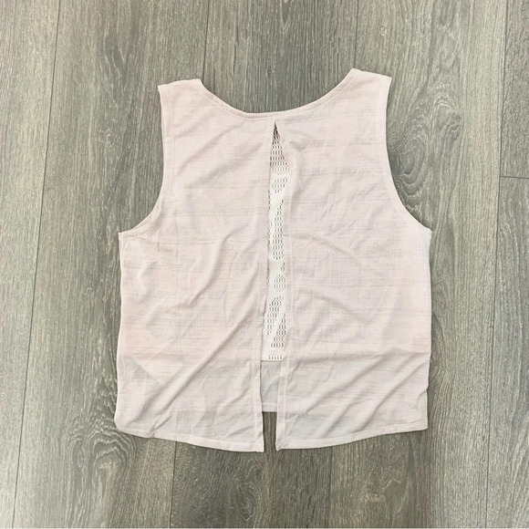 Puma Tank Top Cropped Lace Slit Open Back Mesh Burnout Rosewater Pink Size XS - Picture 11 of 12